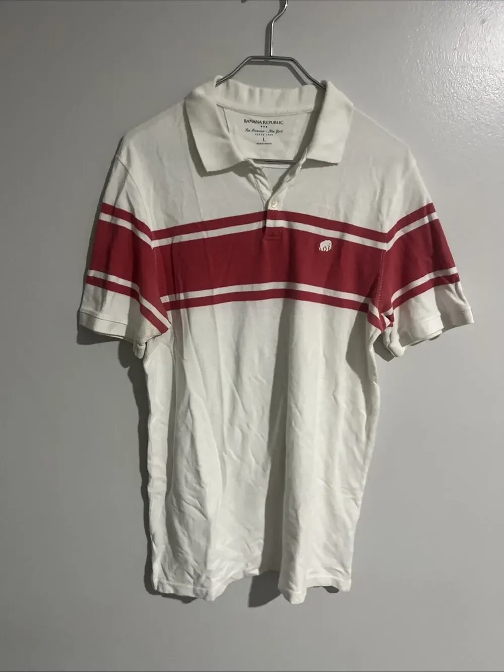 Rugby banana republic Skater polo white w/ Red stripe Size Large